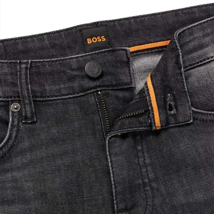 Штаны HUGO BOSS Slim-Fit Jeans In Black Comfort-Stretch Denim - изображение 4