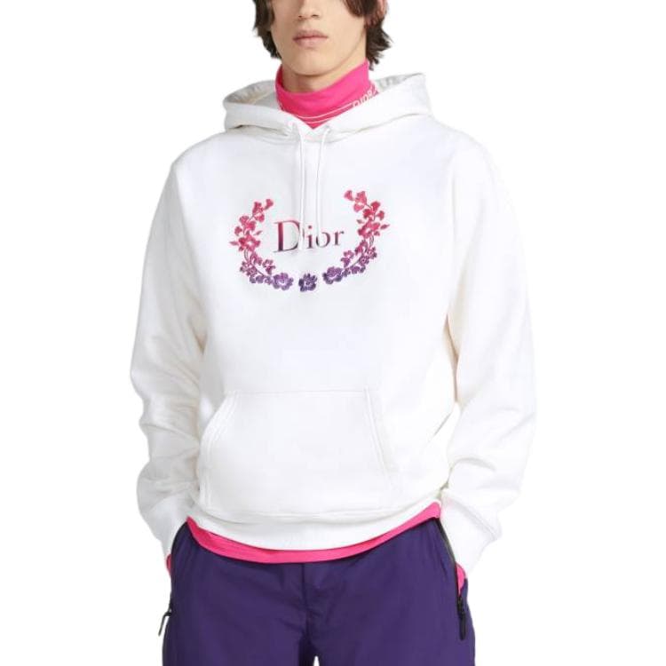 Худи Dior SS22 Logo Embroidered Hoodie White - изображение 3
