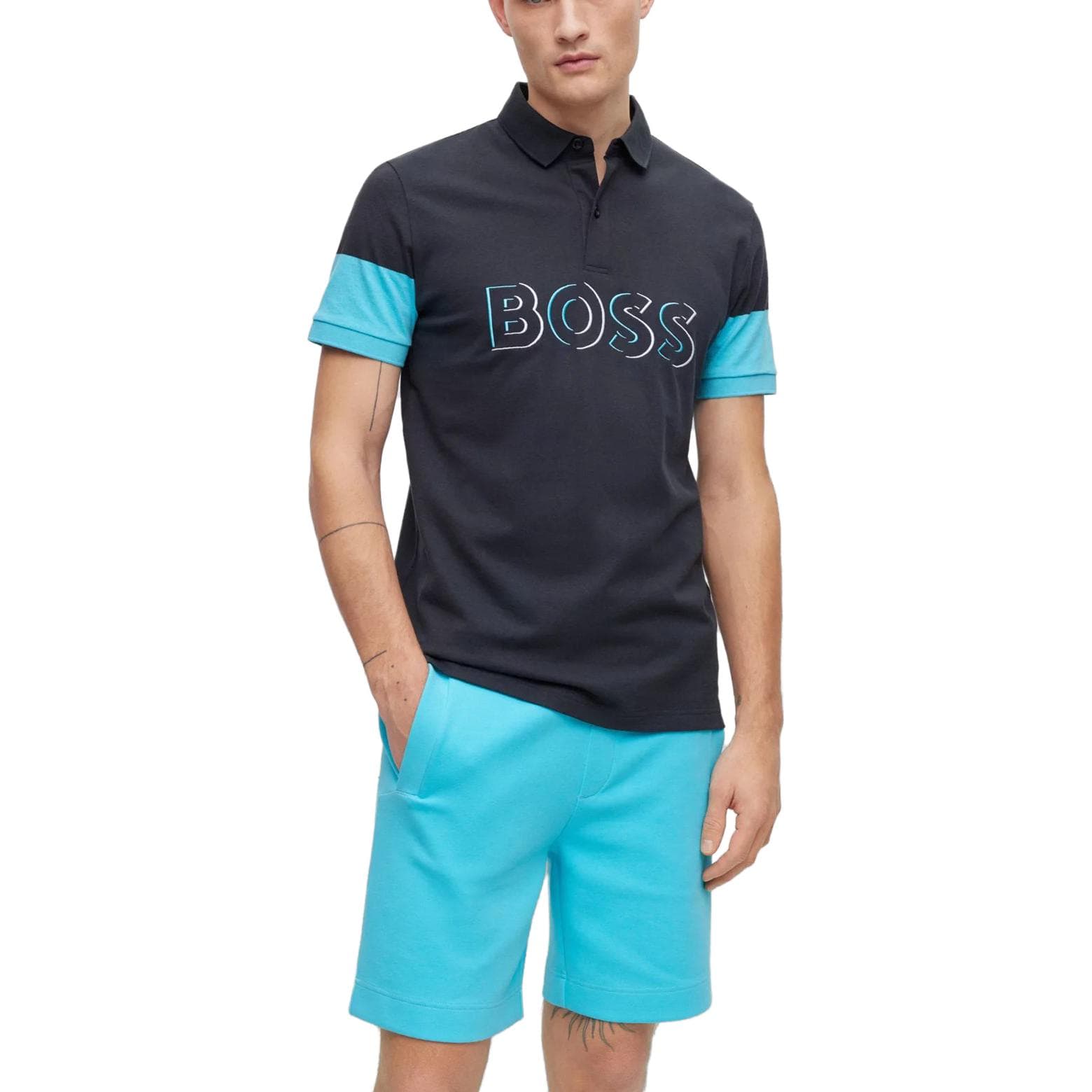 Поло Hugo Boss Темно-синие Мужские Поло - изображение 4