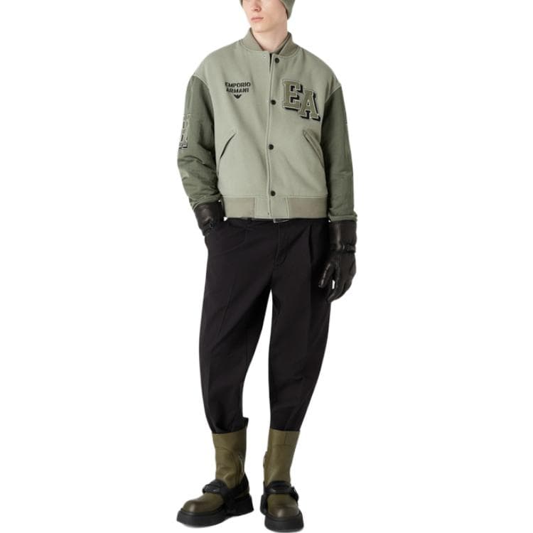 Куртка Emporio Armani EA7 FW23 Logo Embroidered Single-Breasted Bomber Jacket - изображение 5