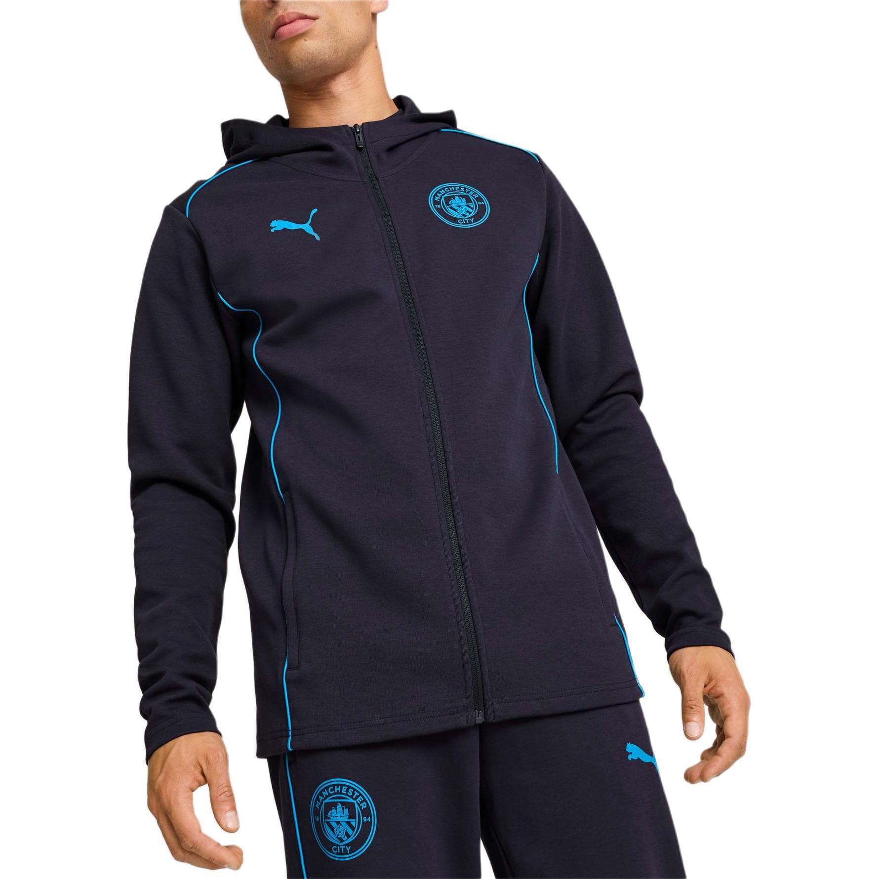 Куртка PUMA SS24 Manchester City Casuals Hooded Jacket logo - изображение 3