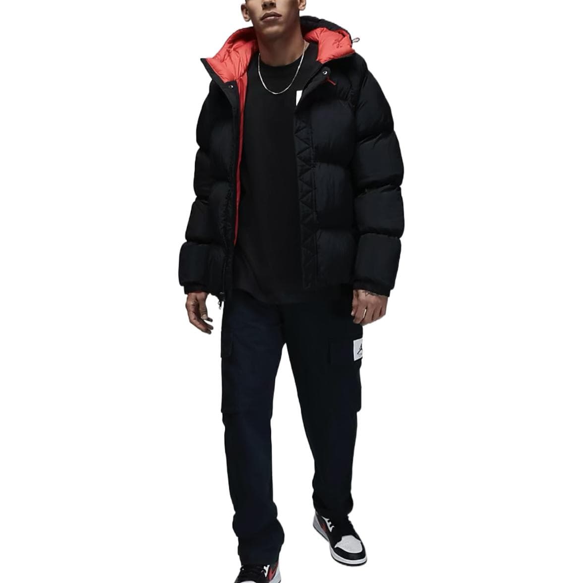 Зимняя куртка пуховик Jordan Logo Black Hoodie - изображение 4