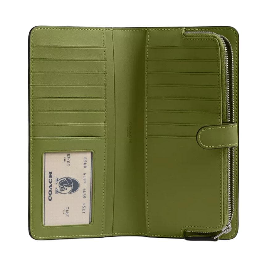 Кошелек COACH Skinny Wallet Телячья кожа Кошелек Женский Темный Лайм - изображение 3