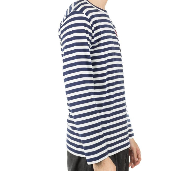 Кофта CDG Play Striped Long Sleeve Tee Navy White - изображение 5