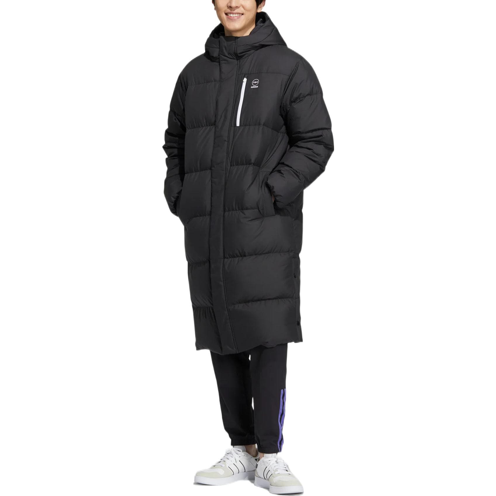 Зимняя куртка adidas Neo Logo Zip Hoodie Down Jacket Black - изображение 3