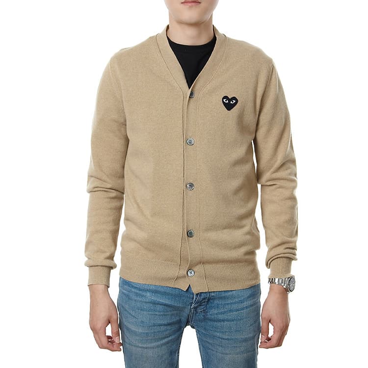 Кофта CDG Play V-neck Cardigan Beige - изображение 2