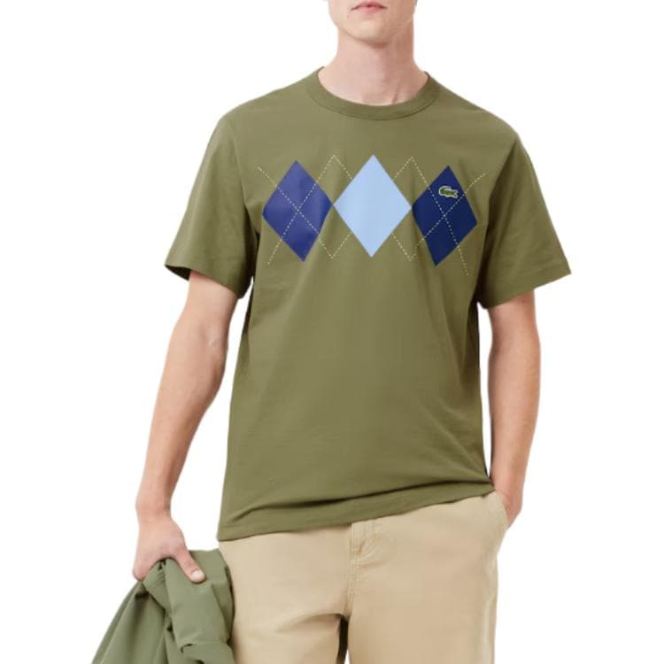 Футболка LACOSTE T-рубашка мужская хаки зеленая - изображение 2
