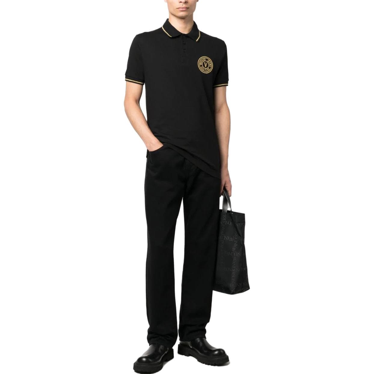 Поло VERSACE JEANS COUTURE Мужское Поло Черное - изображение 6