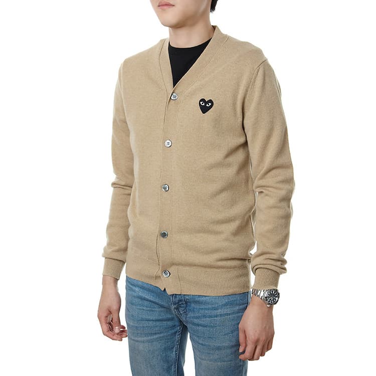 Кофта CDG Play V-neck Cardigan Beige - изображение 3
