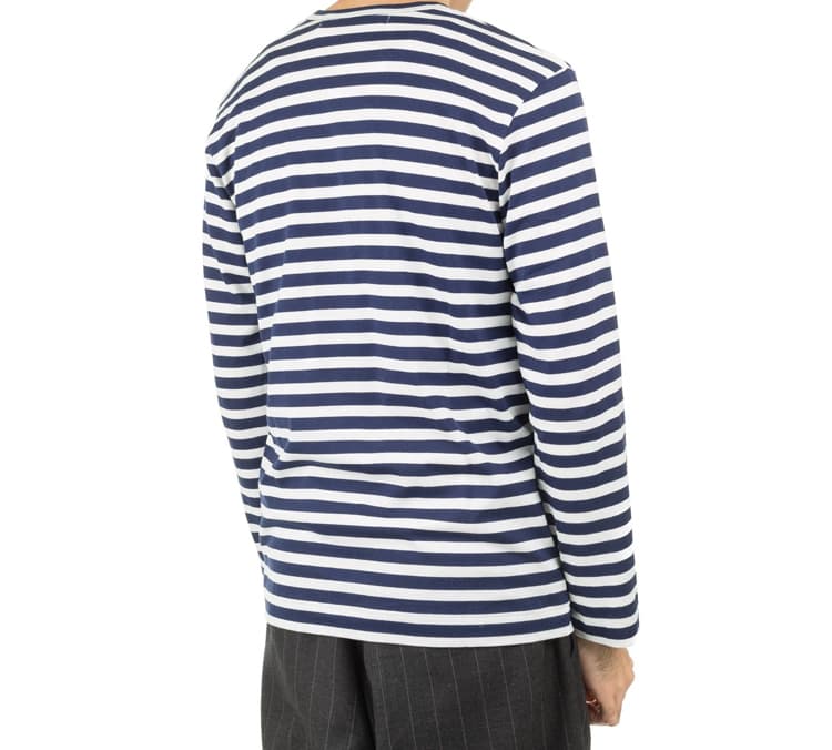 Кофта CDG Play Striped Long Sleeve Tee Navy White - изображение 4