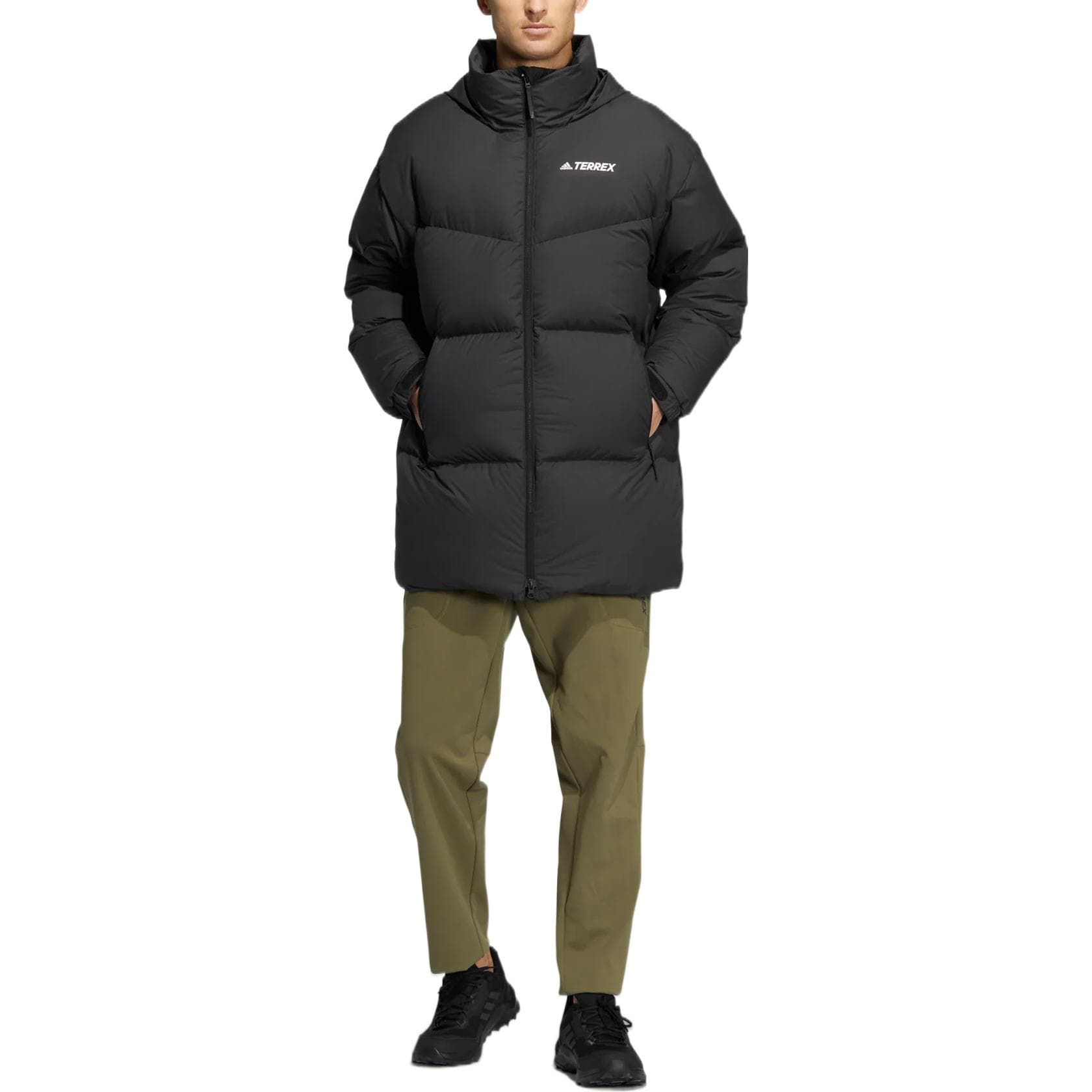 Зимняя куртка adidas Long Zip Hoodie Down Jacket Black - изображение 3