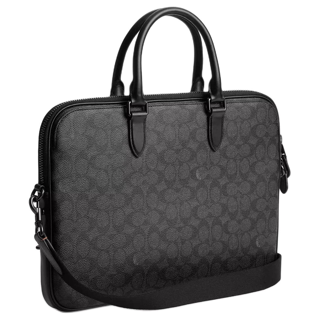 Портфель COACH Gotham Покрытый холст с телячьей кожей через плечо одна плечевая сумка большой мужской цвет угольный - изображение 2