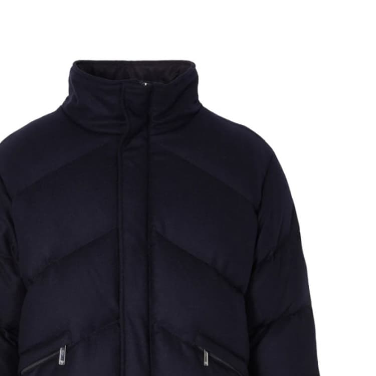 Зимняя куртка пуховик Emporio Armani FW23 High Neck Zip Cotton Jacket Navy Blue - изображение 5