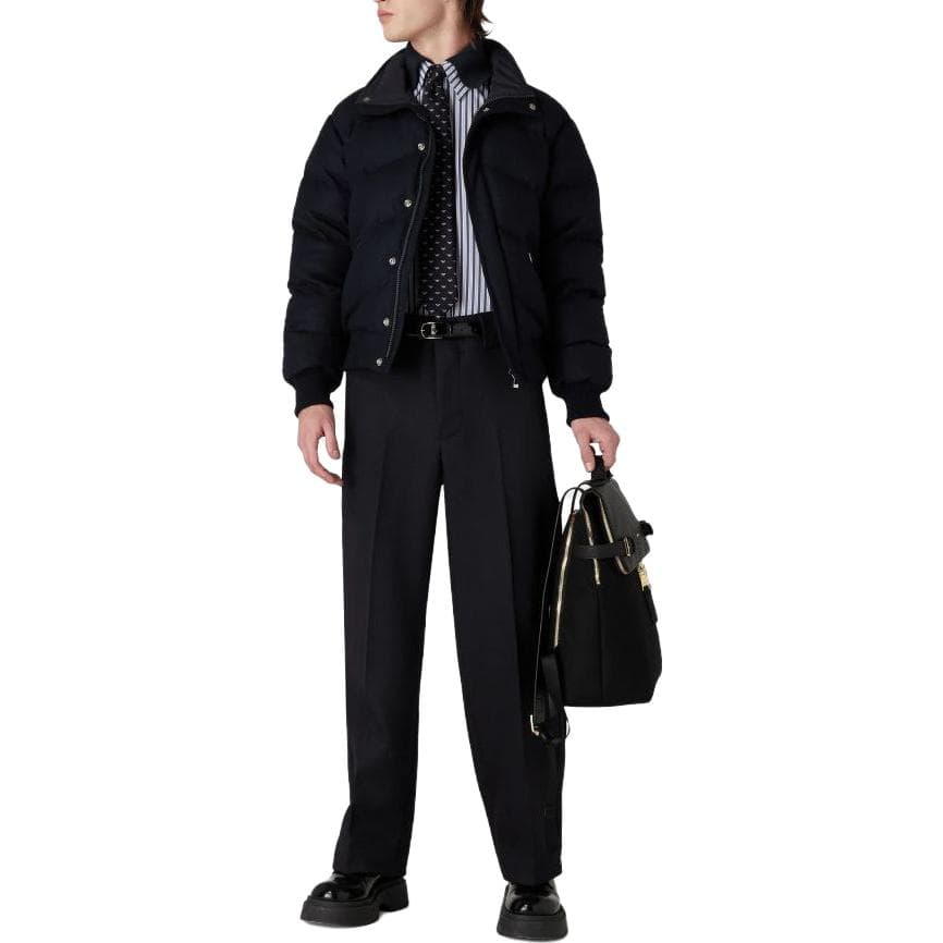 Зимняя куртка пуховик Emporio Armani FW23 High Neck Zip Cotton Jacket Navy Blue - изображение 2