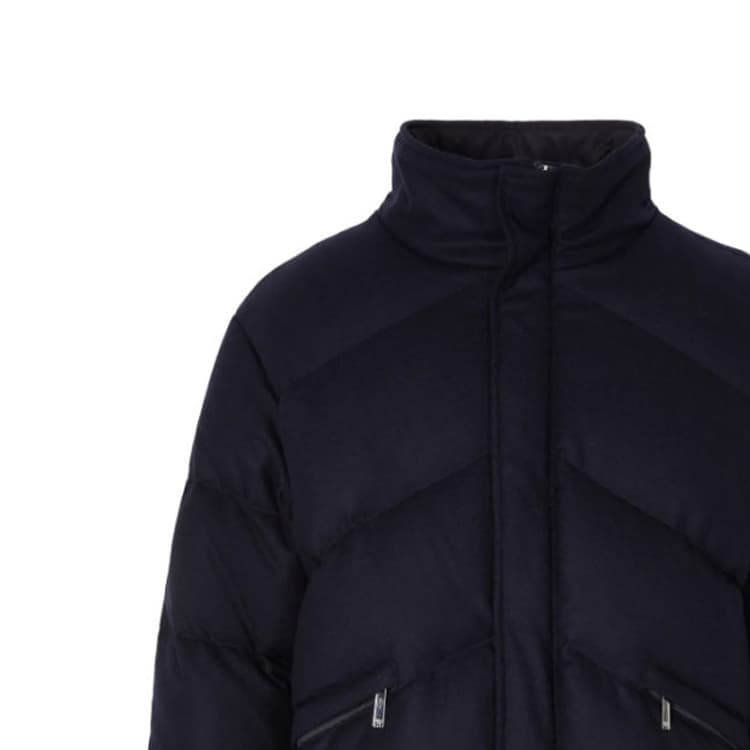 Зимняя куртка пуховик Emporio Armani FW23 High Neck Zip Cotton Jacket Navy Blue - изображение 4