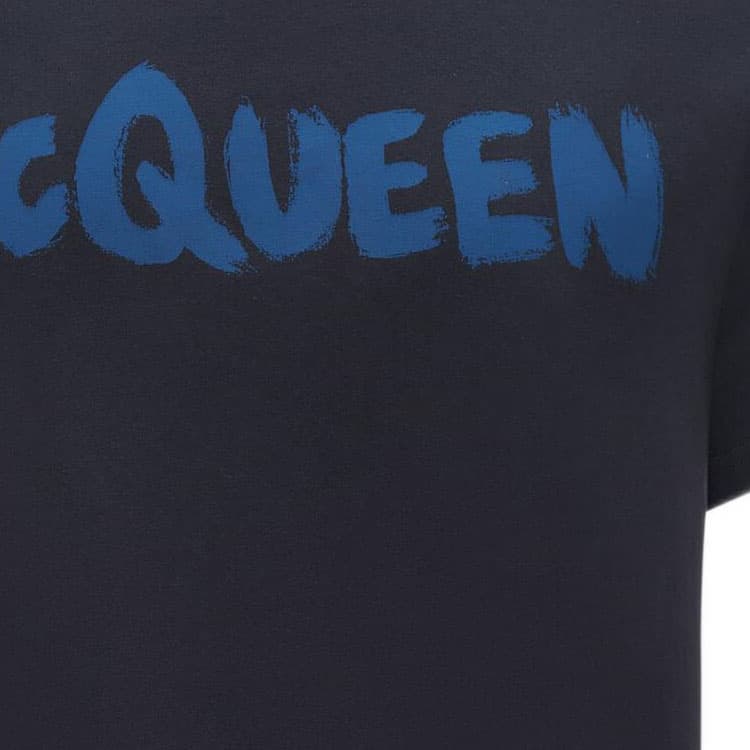 Футболка Alexander McQueen SS22 Logo T-Shirt Navy — фото 3