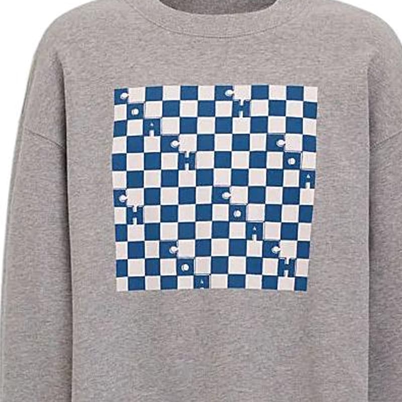 Кофта Coach SS24 Checkerboard Crewneck Sweatshirt Gray - изображение 5