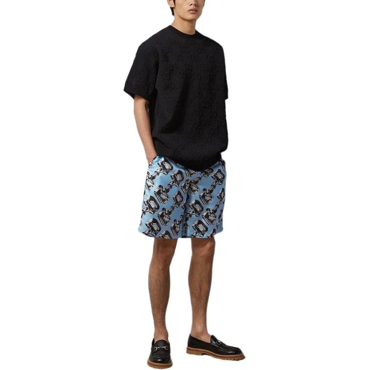 Шорты GUCCI 3d Glass Horsebit Print Silk Shorts - изображение 2