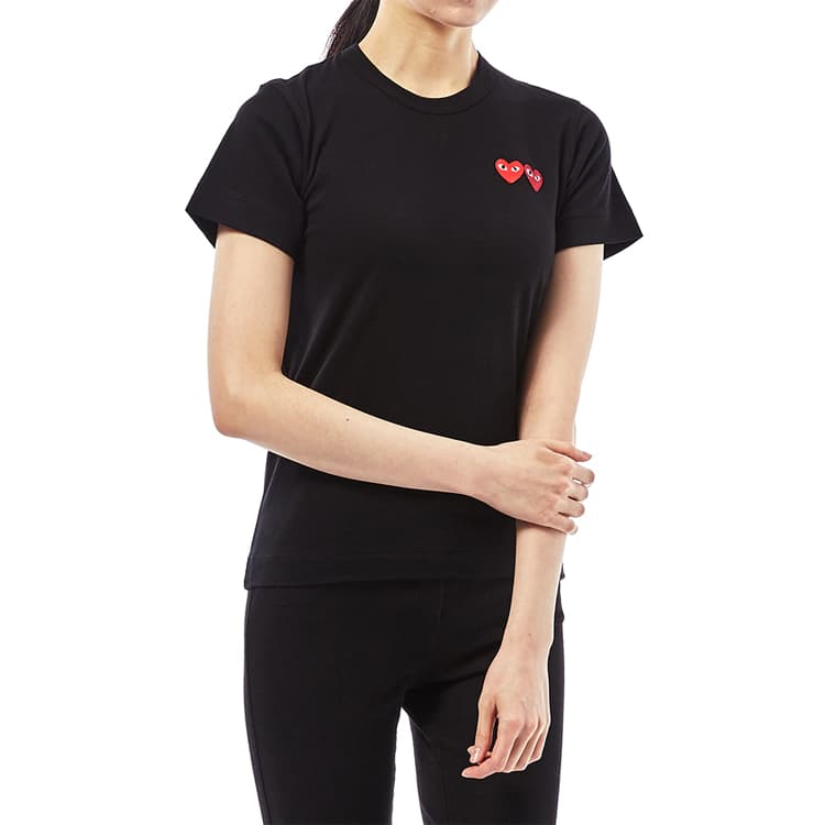 Футболка CDG Play Double Heart T-Shirt Black - изображение 4