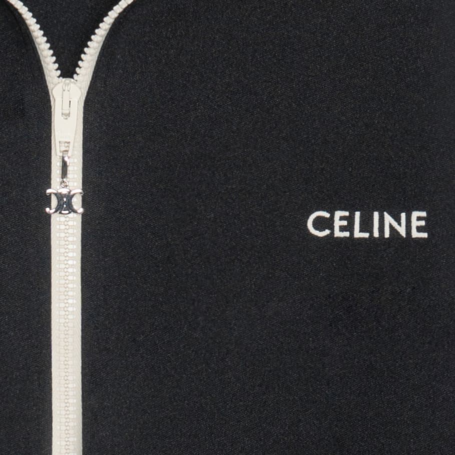 Кофта CELINE Logo Embroidered Zip Sweatshirt Black - изображение 6