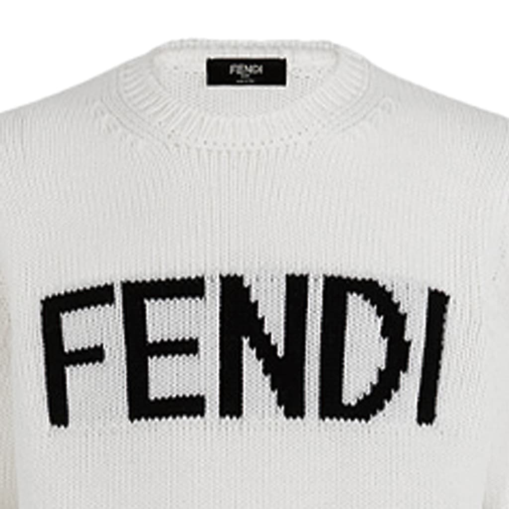 Кофта Fendi Logo Wool Pullover Sweater White — фото 4