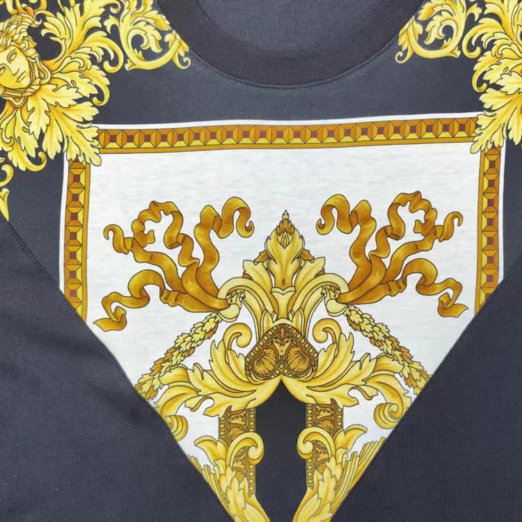 Футболка VERSACE Мужские черные T-рубашки - изображение 4