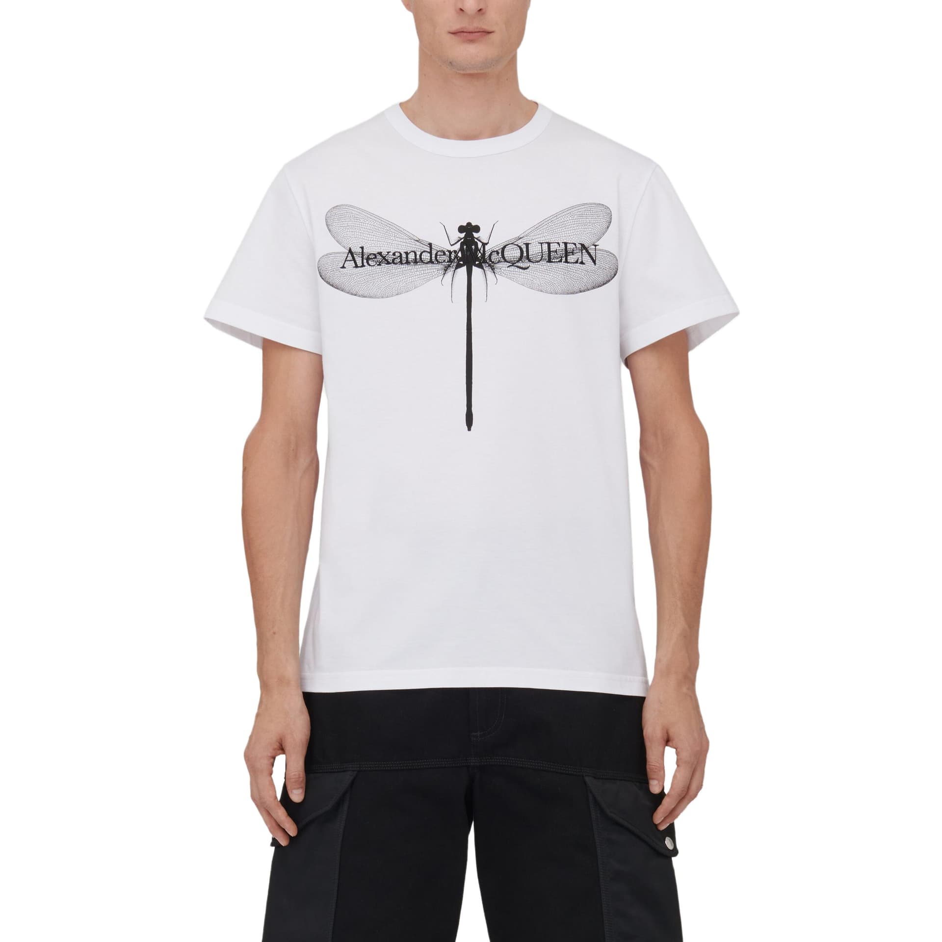 Футболка Alexander McQueen Dragonfly T-Shirt In WhiteBlack T - изображение 5