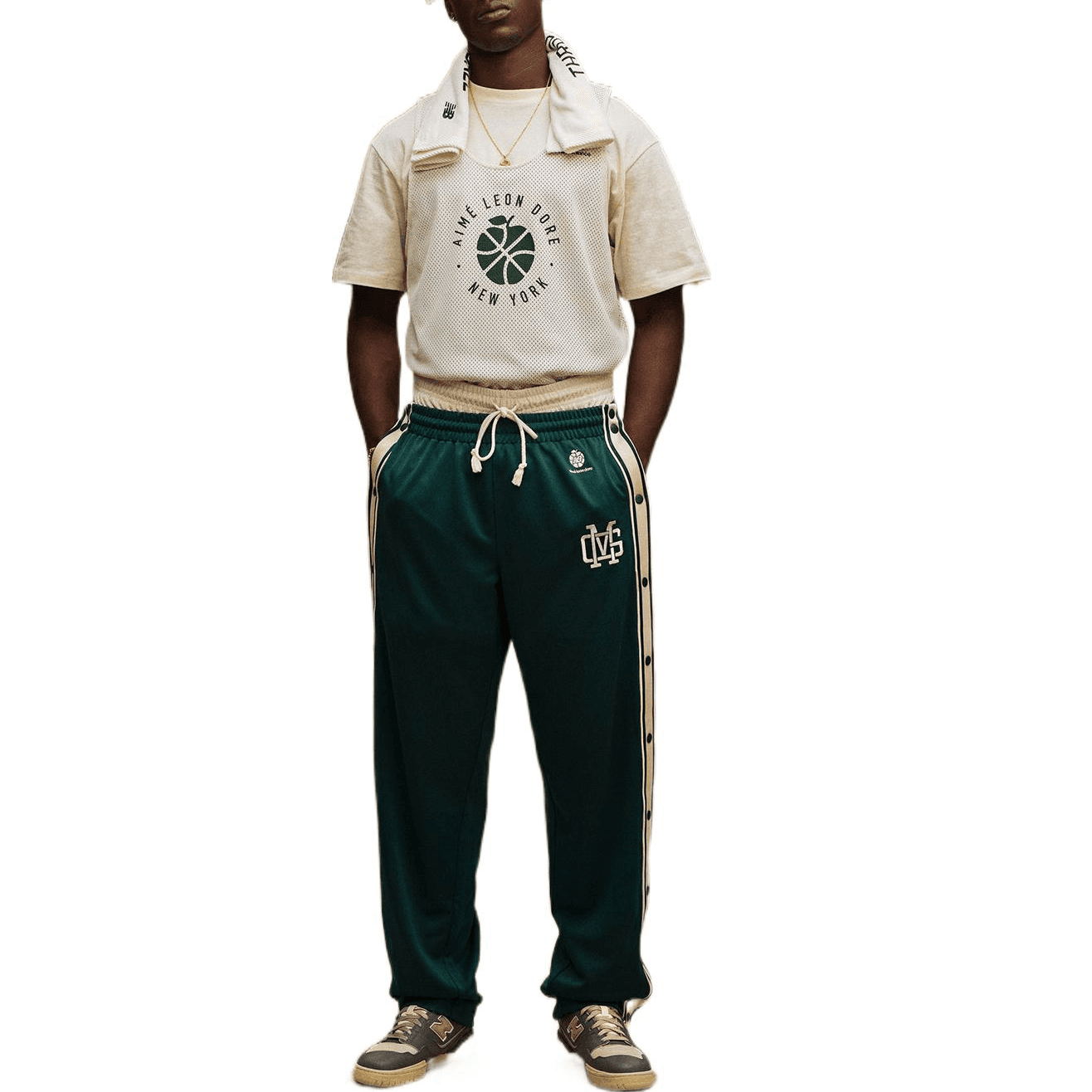 Штаны New Balance x Aime Leon Dore Warm-Up Pants Green - изображение 2