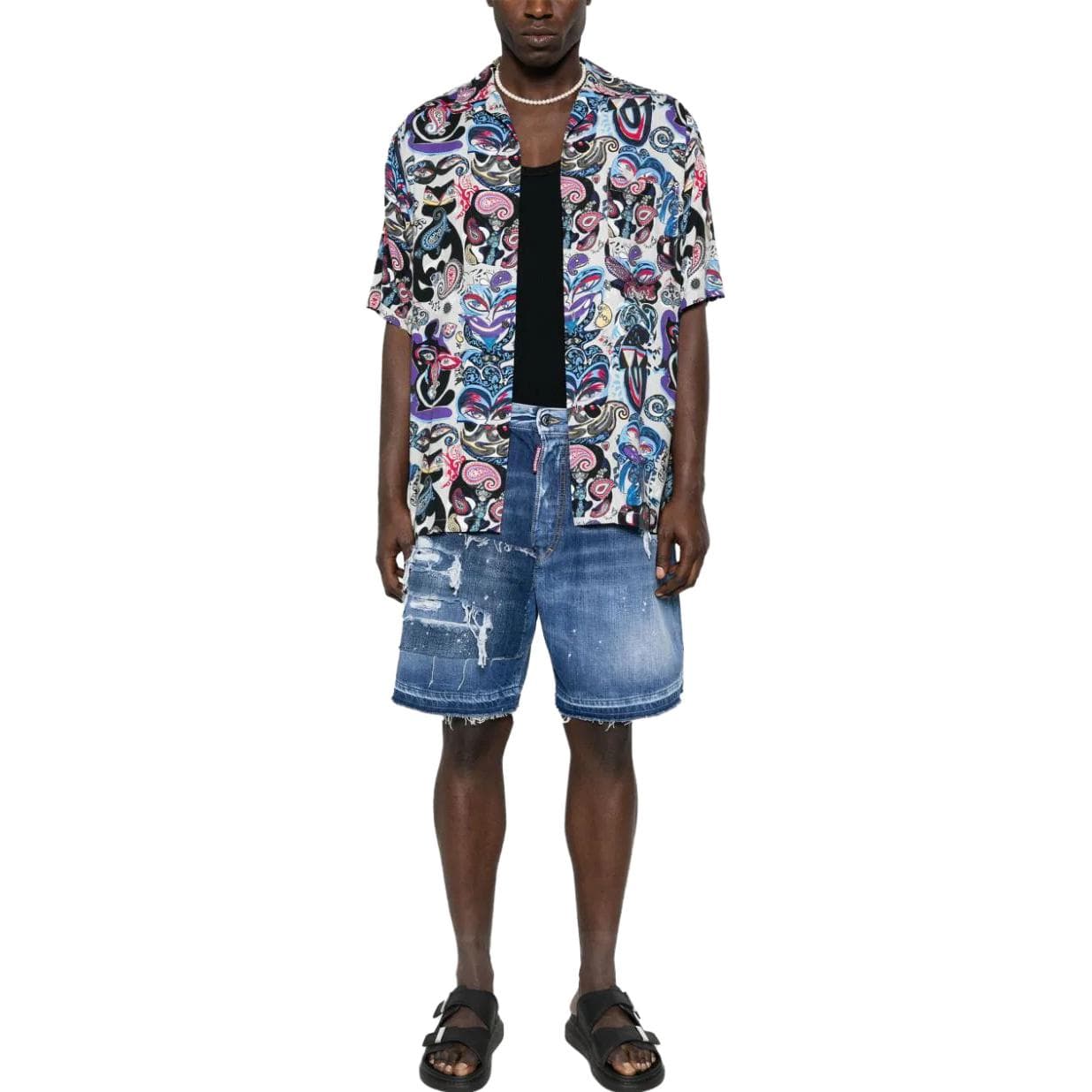 Джинсовые шорты DSQUARED2 FW23 Mid-Rise Distressed Denim Shorts Blue - изображение 2