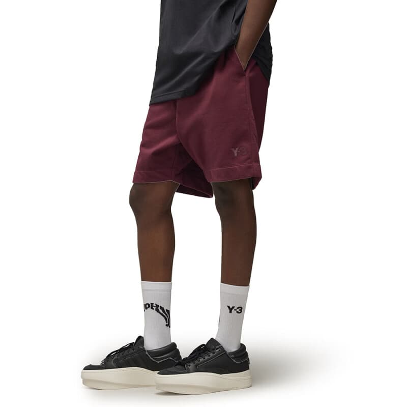 Шорты Y-3 FT SHORTS Шнуровка Минималистичный Однотонный Спортивные повседневные шорты Мужской Бордовый - изображение 3