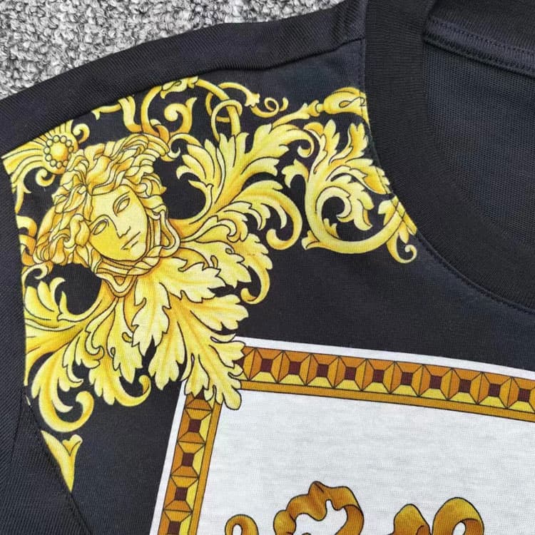 Футболка VERSACE Мужские черные T-рубашки - изображение 2