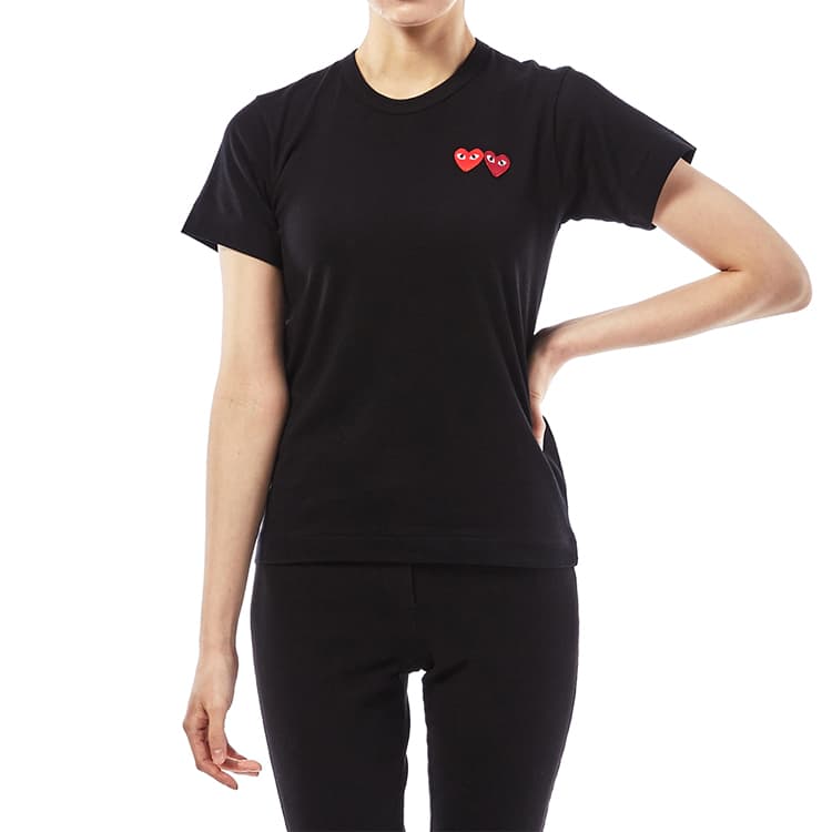 Футболка CDG Play Double Heart T-Shirt Black - изображение 3