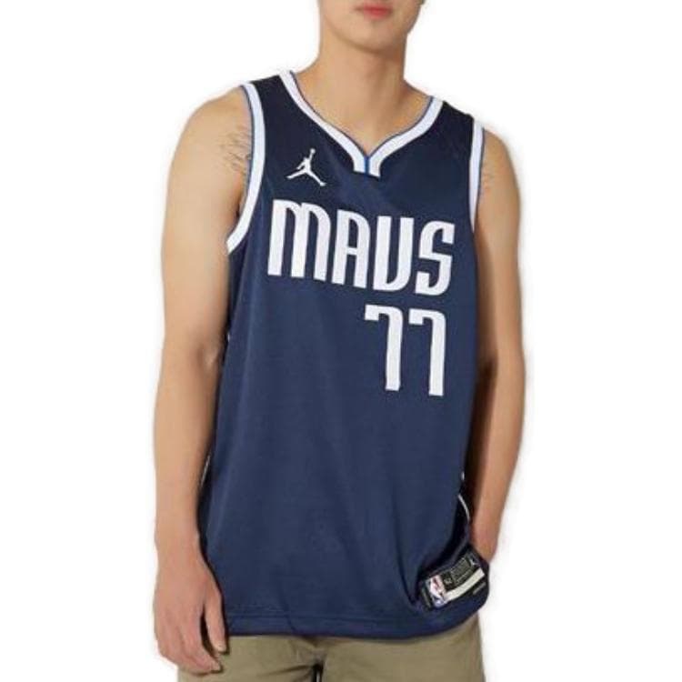 Баскетбольная майка Jordan Dallas Mavericks Doncic 77 Mesh Jersey Navy - изображение 3