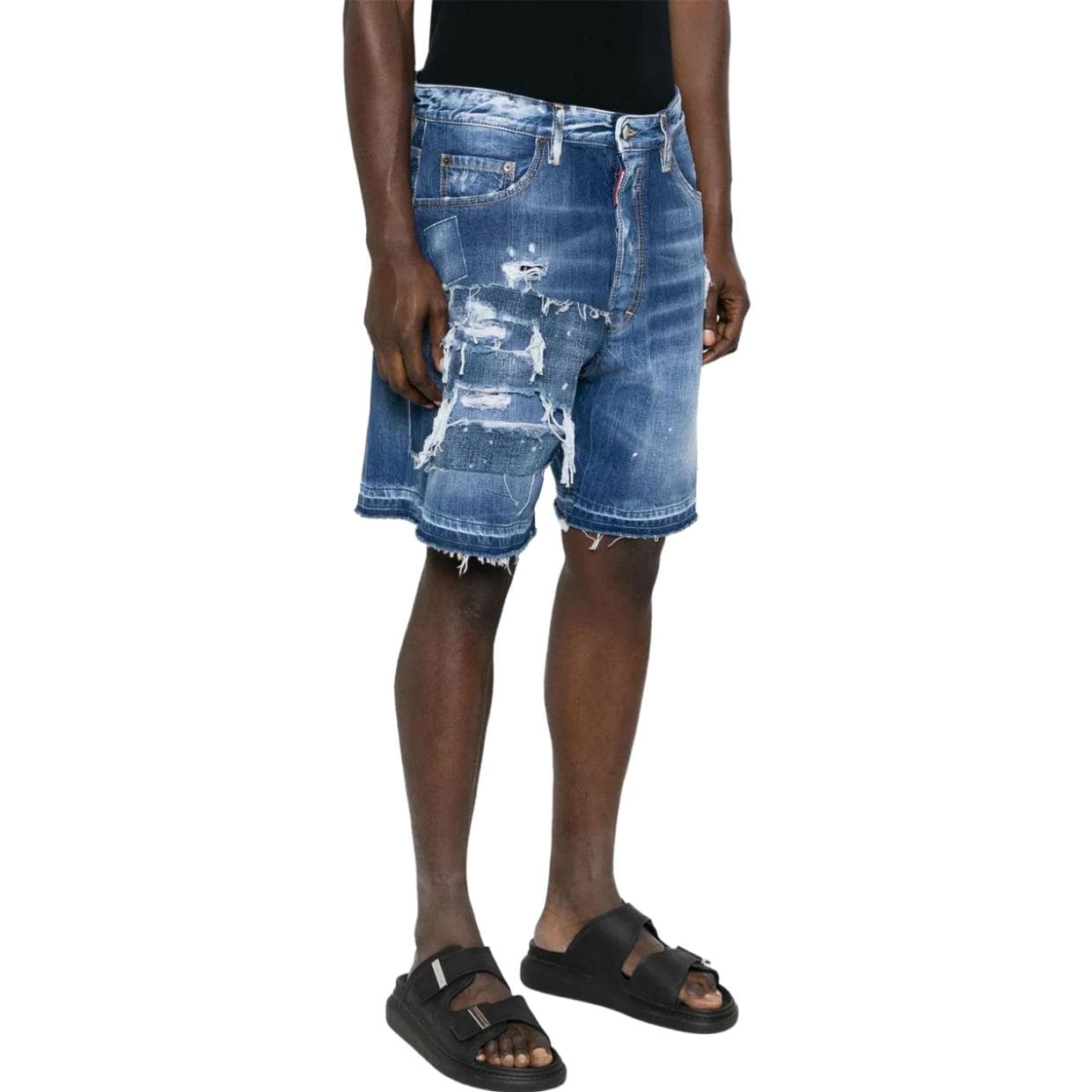 Джинсовые шорты DSQUARED2 FW23 Mid-Rise Distressed Denim Shorts Blue - изображение 4