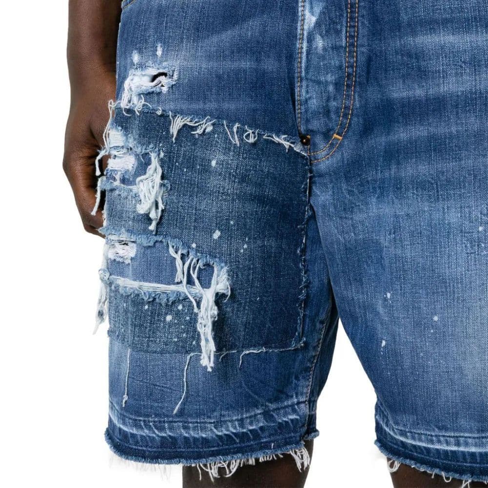 Джинсовые шорты DSQUARED2 FW23 Mid-Rise Distressed Denim Shorts Blue - изображение 6