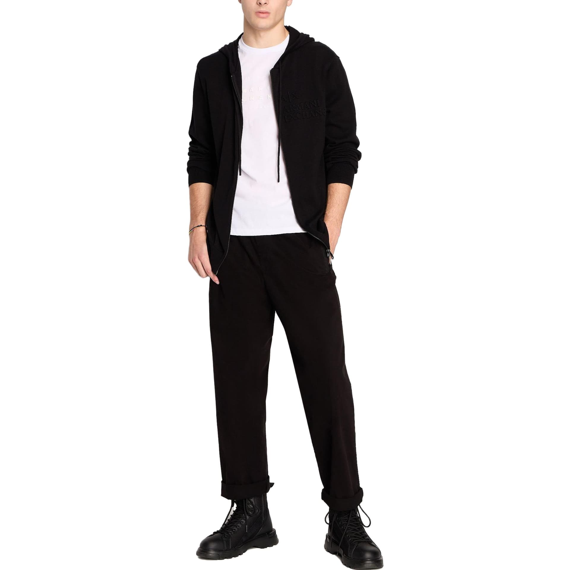 Куртка ARMANI EXCHANGE Sustainability Values Organic Cotton Zip Up Hooded Logo Cardigan - изображение 2