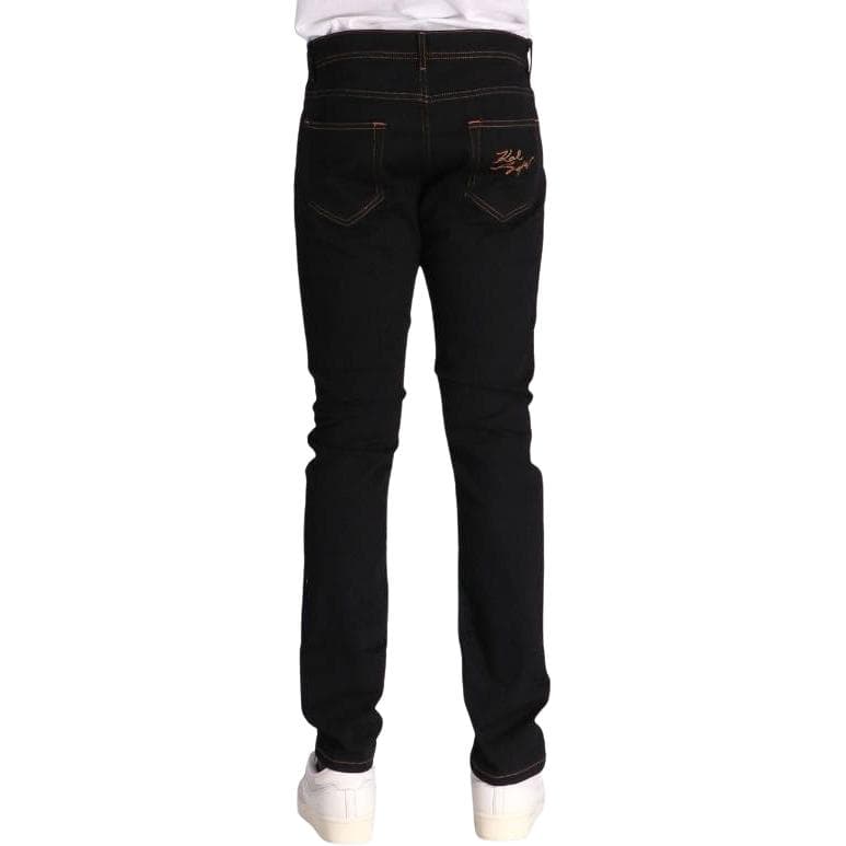 Штаны KARL LAGERFELD / Karl Lagerfeld Jeans Джинсы с молнией и логотипом на поясе Мужские Черный - изображение 3