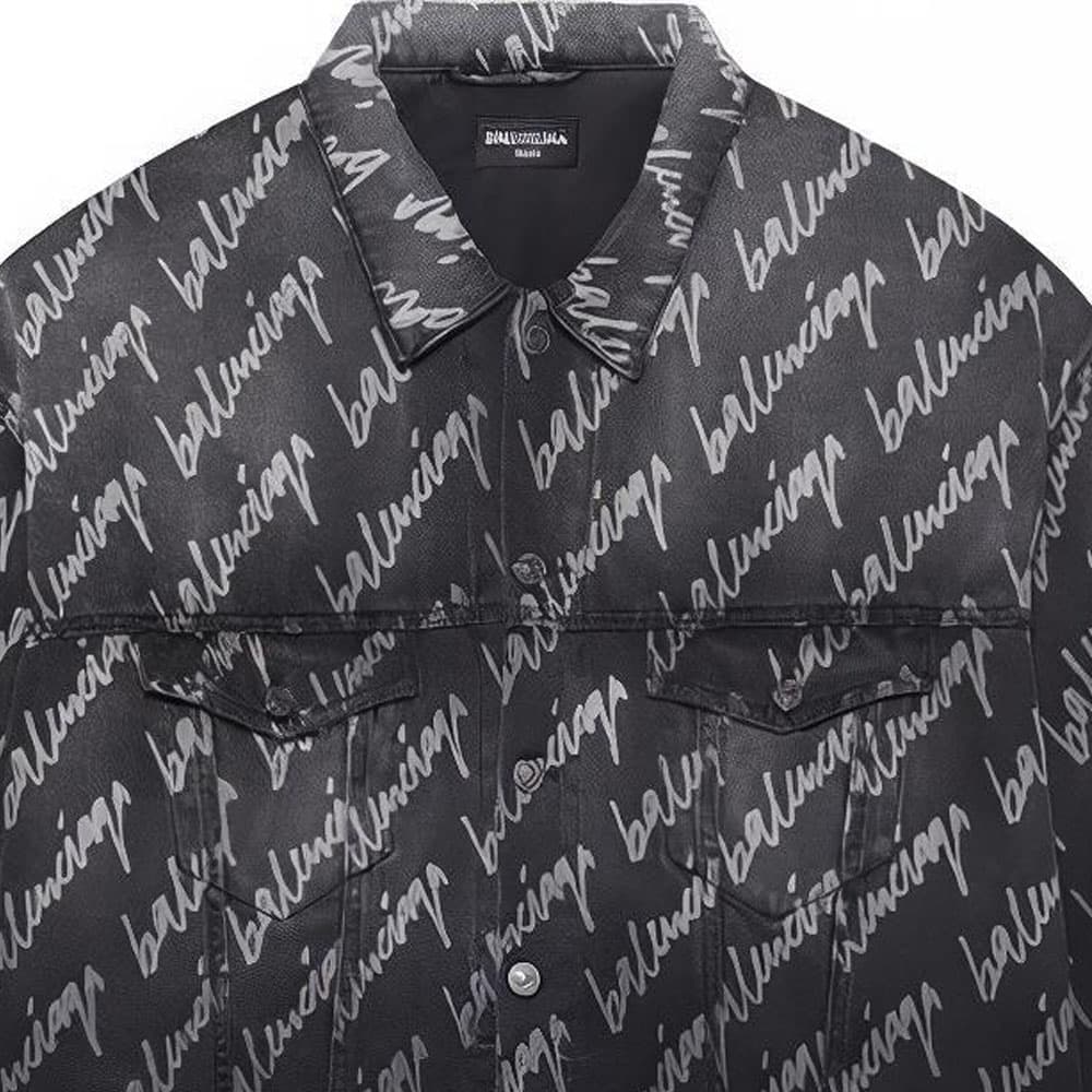 Джинсовая куртка Balenciaga Allover SS22 Logo Denim Jacket Grey - изображение 7