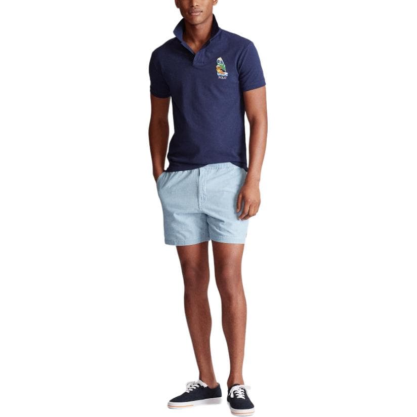 Поло Polo Ralph Lauren Polo Bear Поло Облегающий Мужской Темно-синий - изображение 2