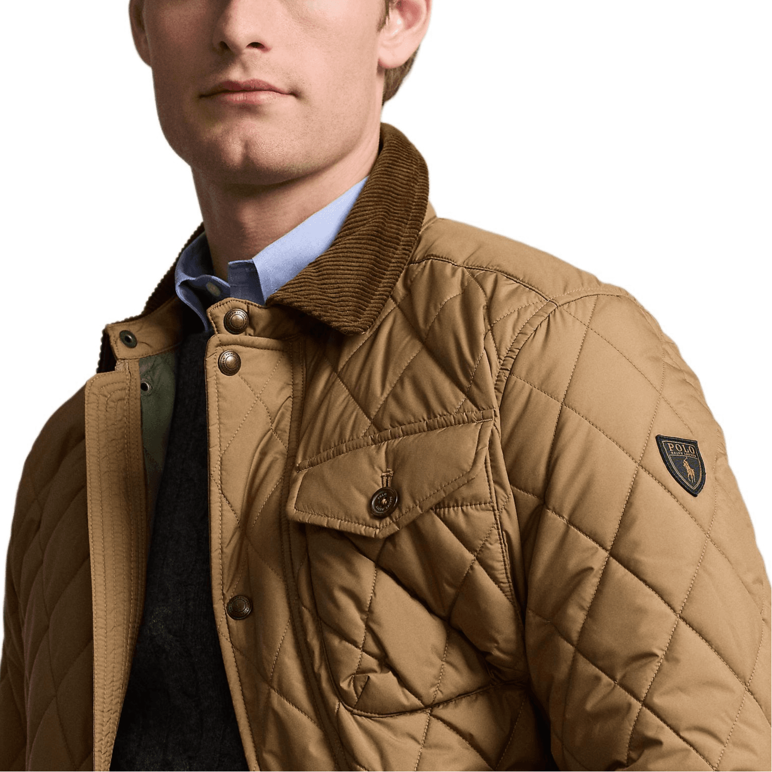 Зимняя куртка пуховик Polo Ralph Lauren Мужская хлопковая куртка коричневого цвета - изображение 6