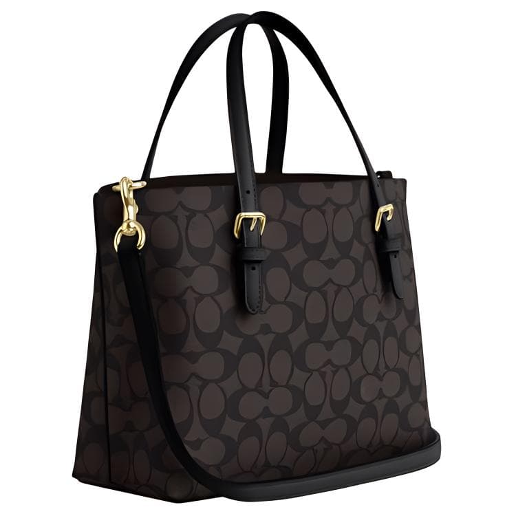 Сумка COACH Mollie Покрытие Холст с Кожей Вставка Сумка 25 Женская Цвет Орех и Черный - изображение 2