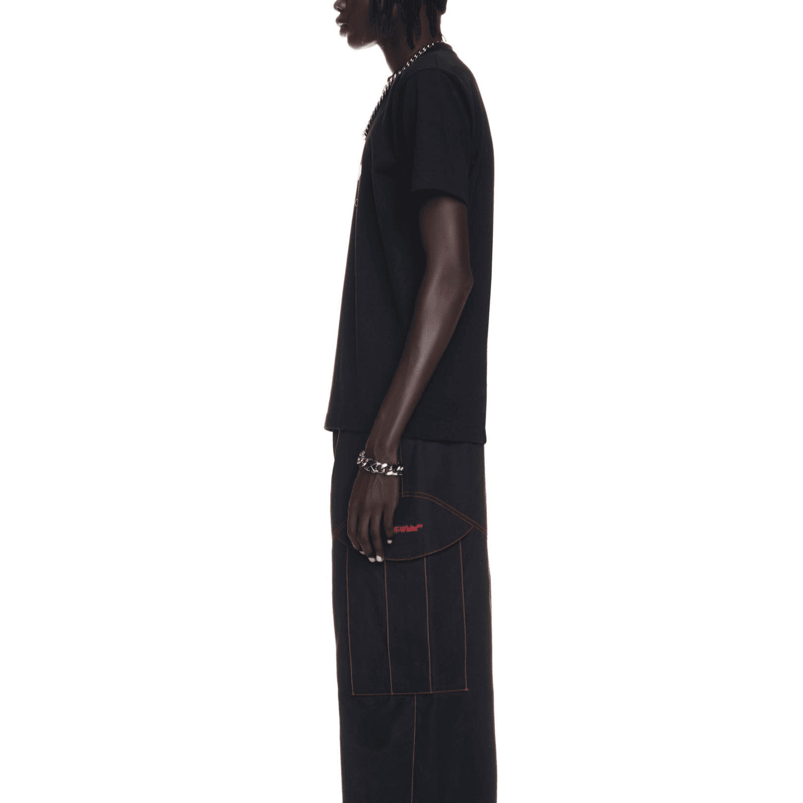 Футболка OFF-WHITE SS24 Футболка с круглым вырезом и коротким рукавом Приталенный крой Мужская Черный - изображение 4