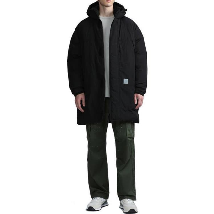 Зимняя куртка пуховик Carhartt WIP Logo Hoodie Black - изображение 3