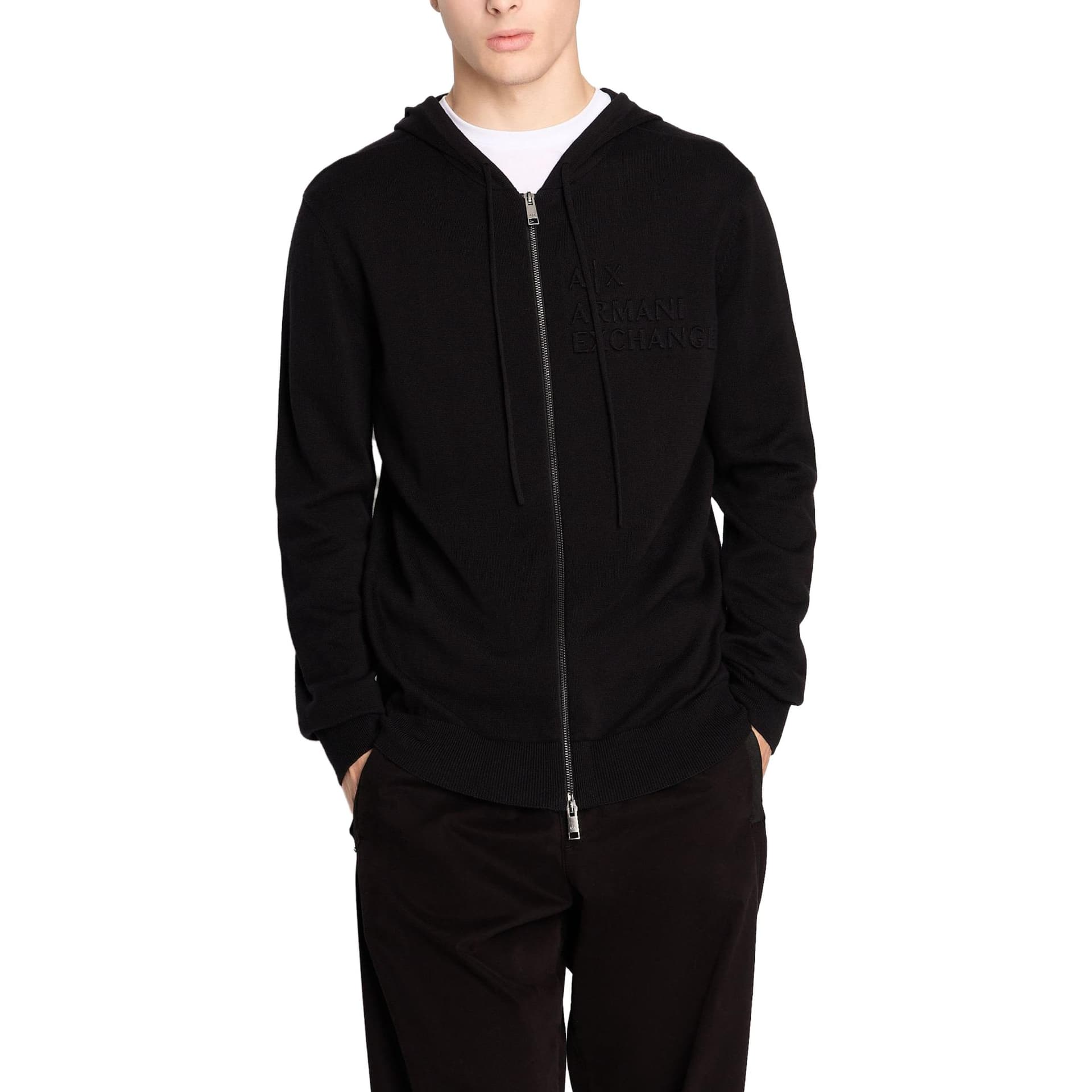 Куртка ARMANI EXCHANGE Sustainability Values Organic Cotton Zip Up Hooded Logo Cardigan - изображение 3