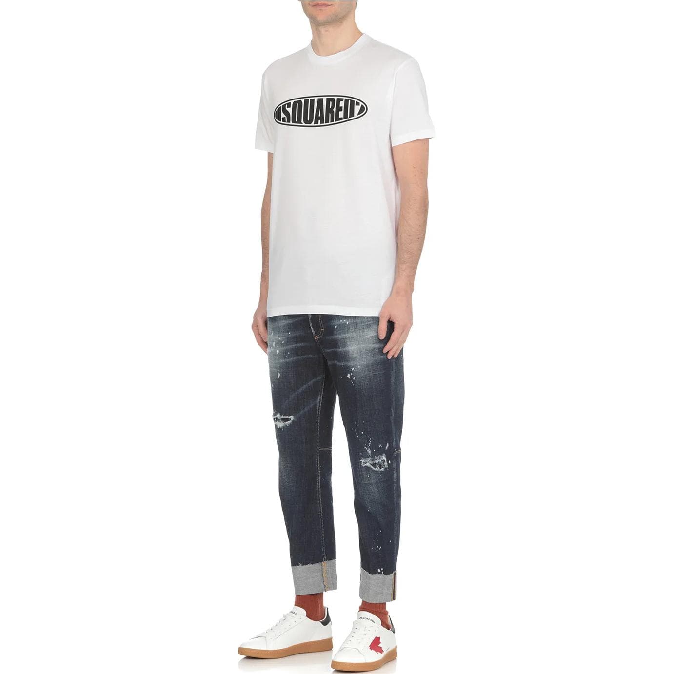 Футболка DSQUARED 2 Белый Мужской T-Рубашки - изображение 2