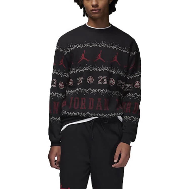 Кофта Jordan Essentials Holiday Logo Crewneck Sweatshirt Black - изображение 3
