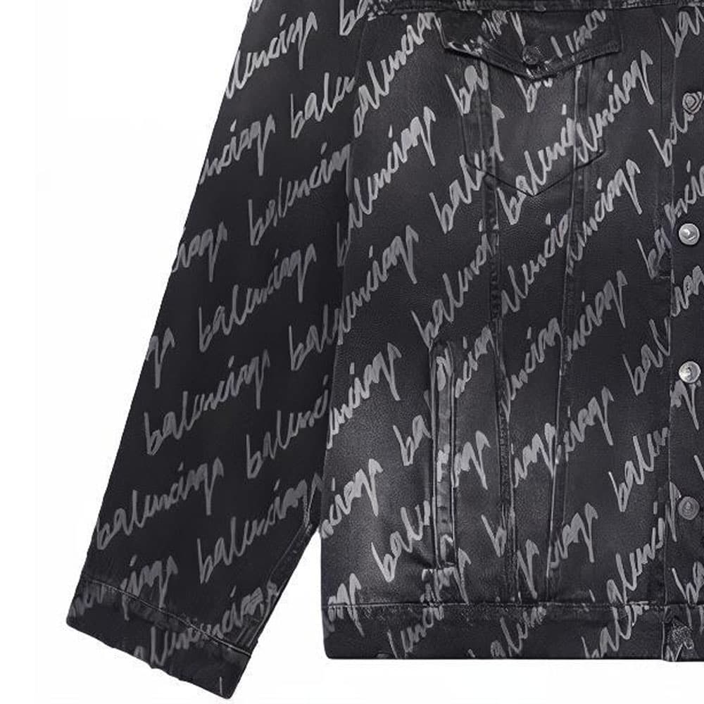 Джинсовая куртка Balenciaga Allover SS22 Logo Denim Jacket Grey - изображение 6