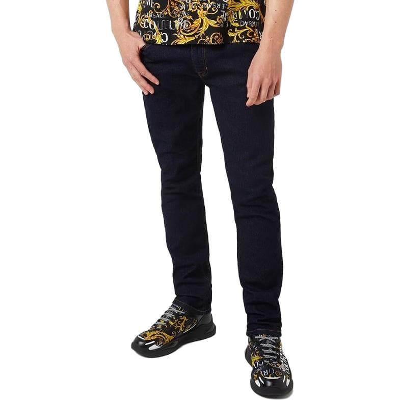 Штаны Versace Jeans Couture Logo Straight Jeans Dark Blue - изображение 3