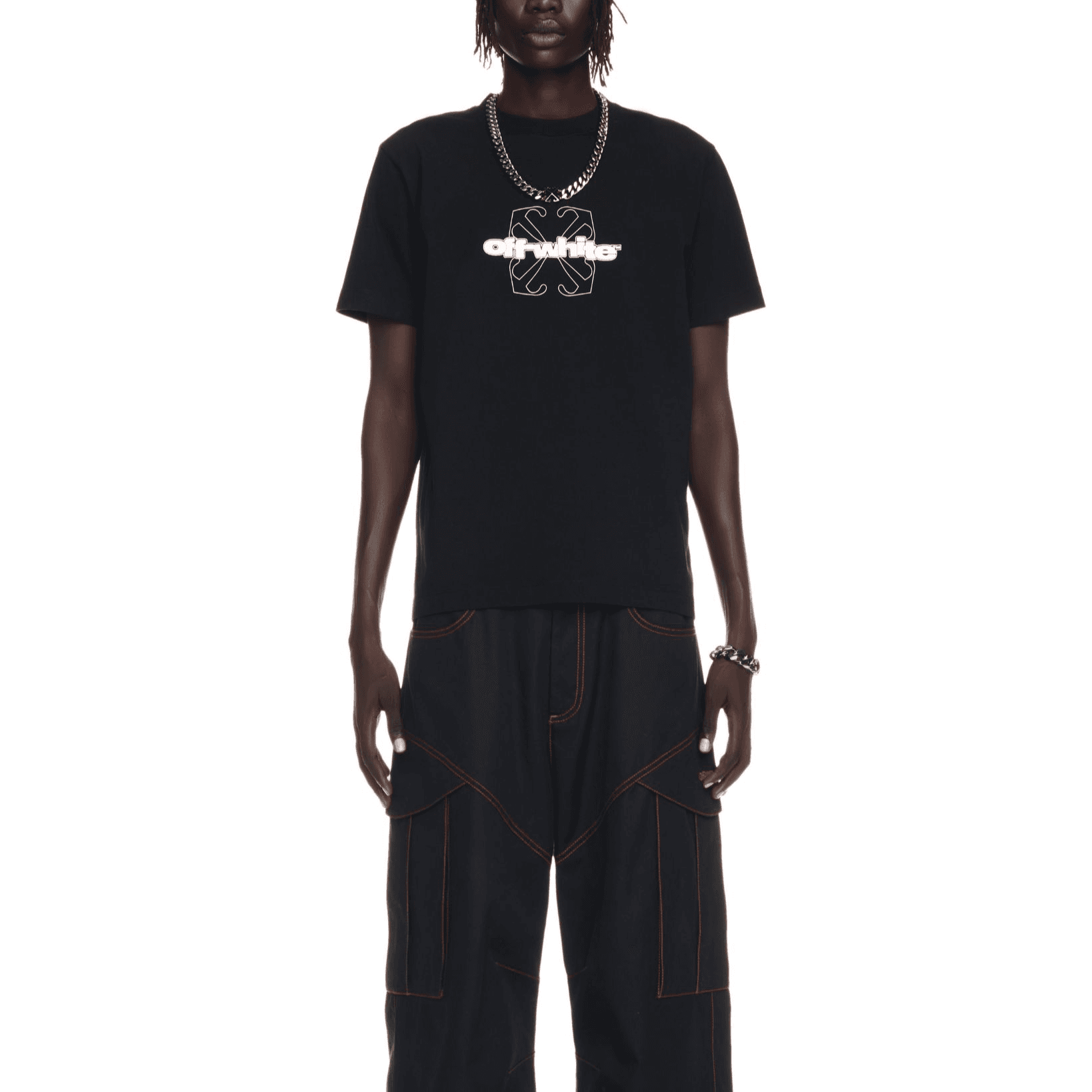 Футболка OFF-WHITE SS24 Футболка с круглым вырезом и коротким рукавом Приталенный крой Мужская Черный - изображение 3