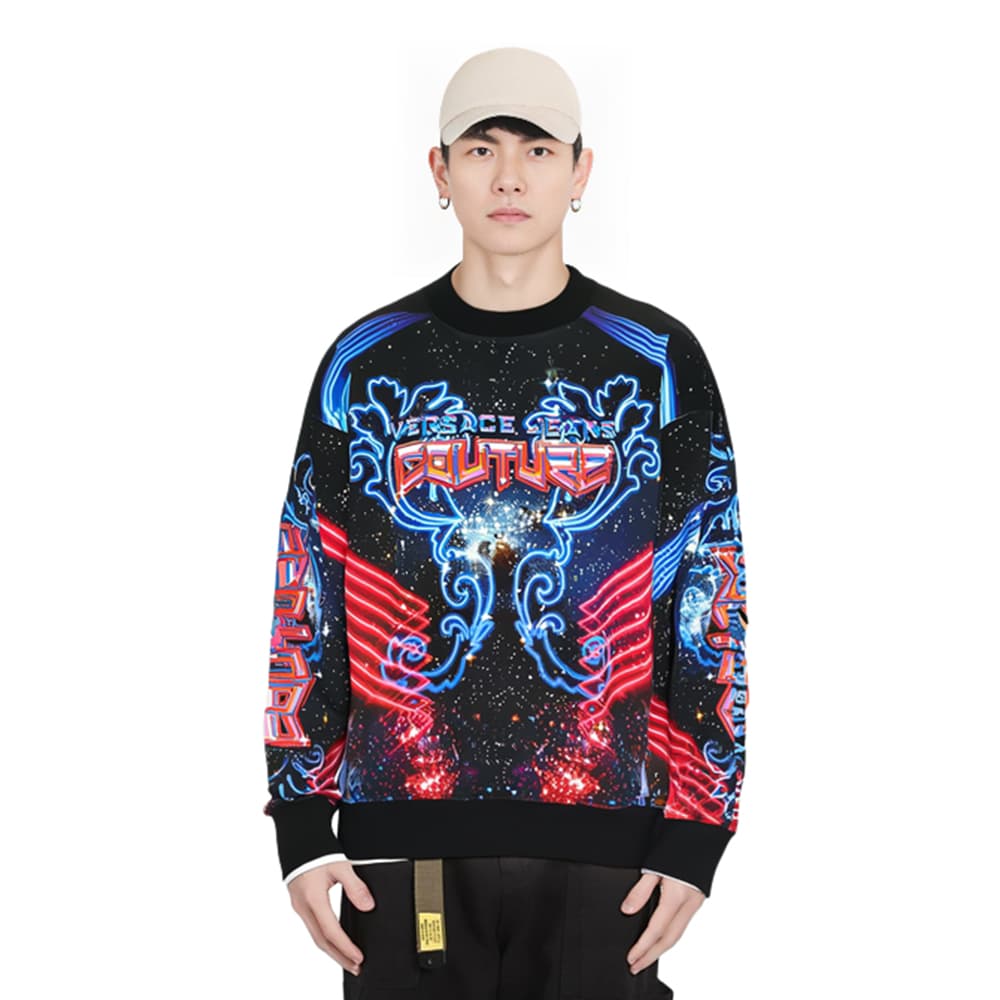 Кофта Versace Jeans Couture FW22 Letter Print Sweatshirt Black - изображение 6